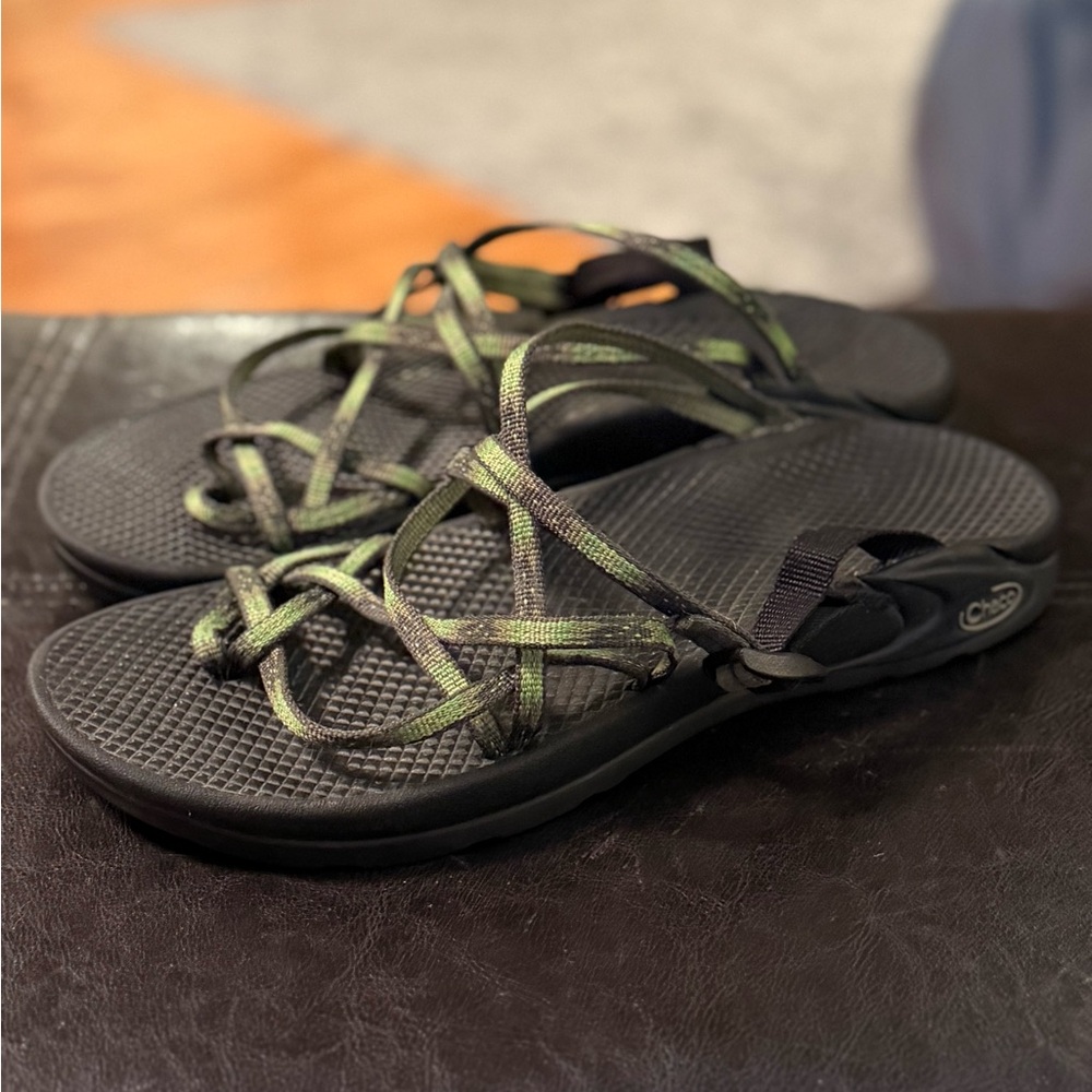 Chaco Olive and Black Strappy Sandals